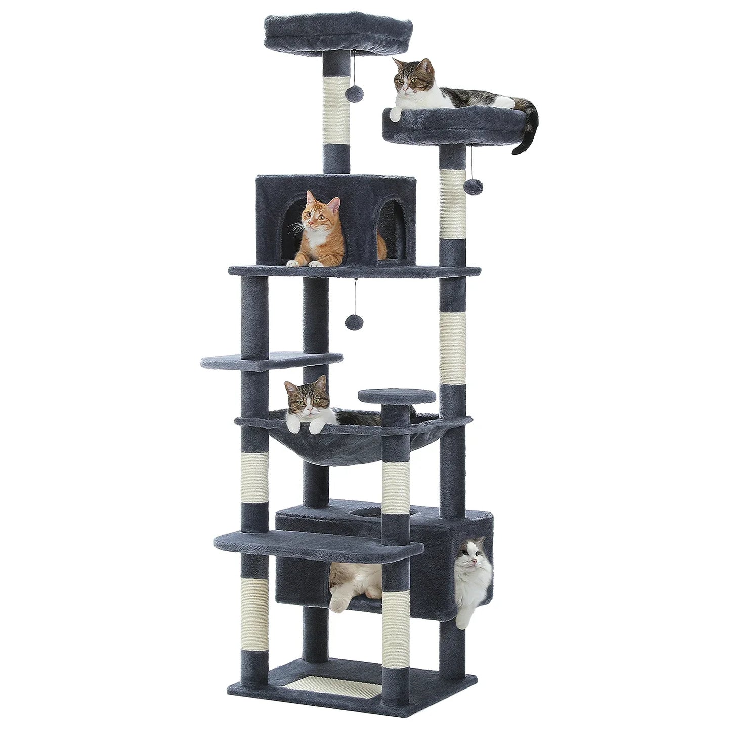 Large Cat Tree & Tower – Multi-Level with Hammock, Condos & Scratching Posts