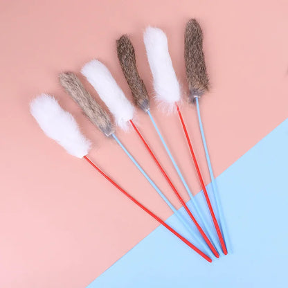 5pcs Cat Teaser Toy Set – Feather Wand & Bell Stick for Interactive Play