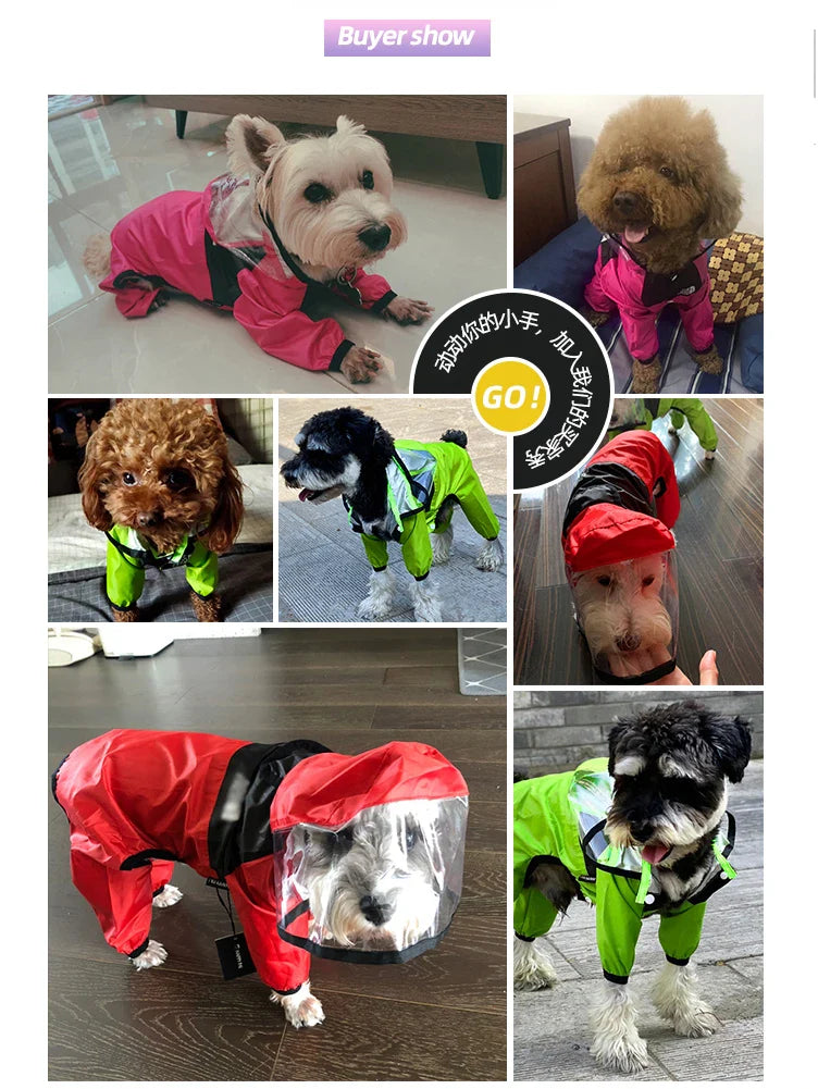 The Dog Face Waterproof Raincoat – Reflective Jumpsuit for Dogs