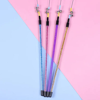 5pcs Cat Teaser Toy Set – Feather Wand & Bell Stick for Interactive Play