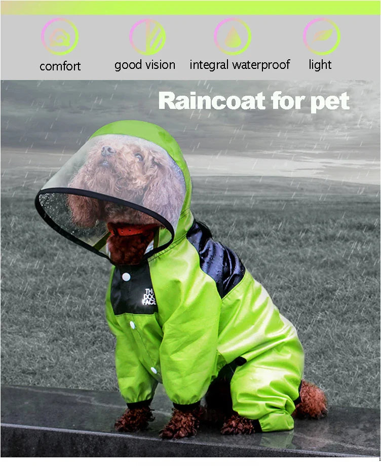 The Dog Face Waterproof Raincoat – Reflective Jumpsuit for Dogs