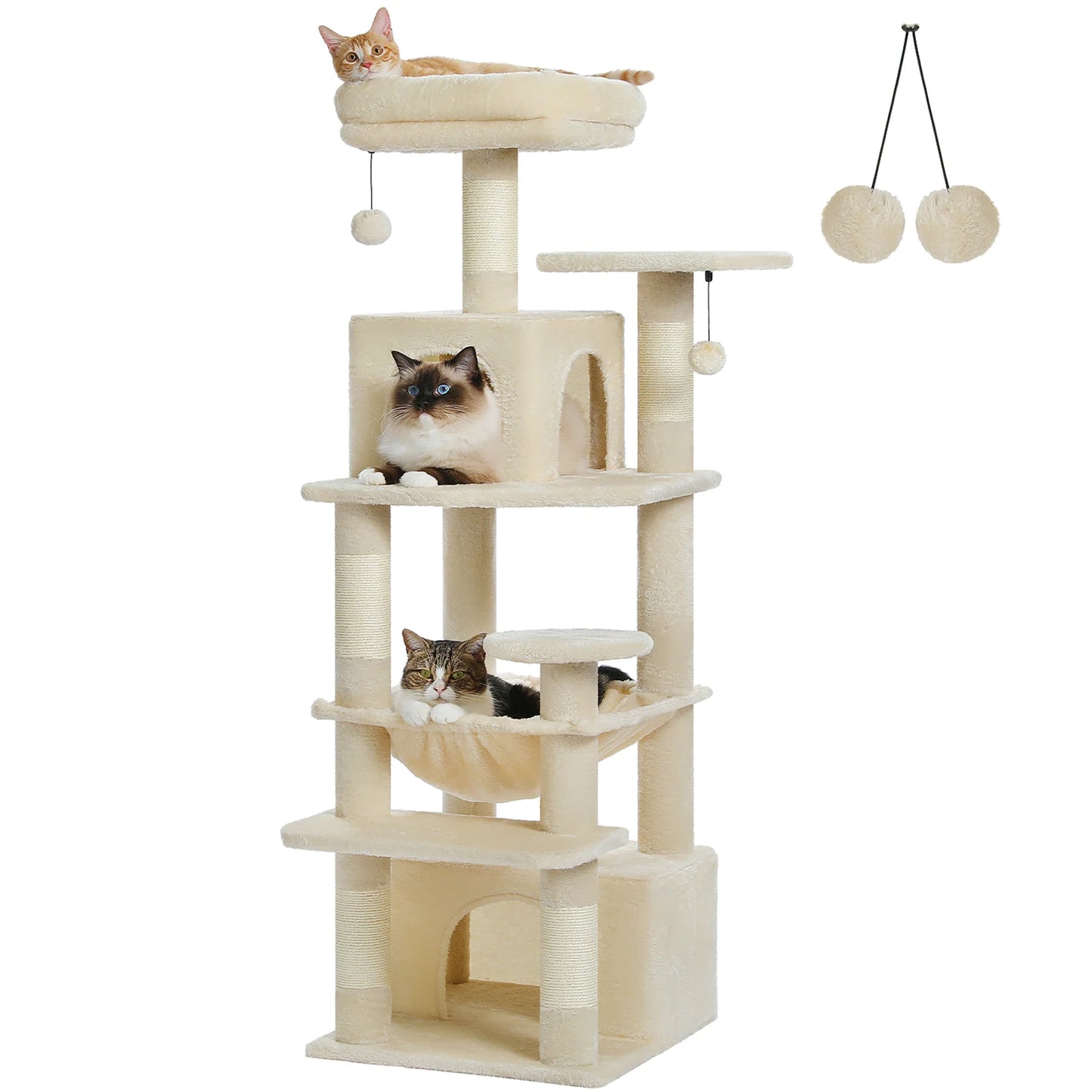Large Cat Tree & Tower – Multi-Level with Hammock, Condos & Scratching Posts