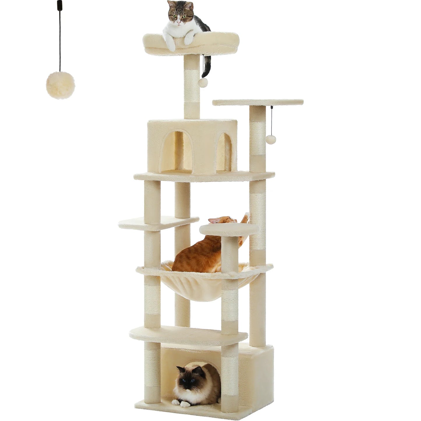 Large Cat Tree & Tower – Multi-Level with Hammock, Condos & Scratching Posts