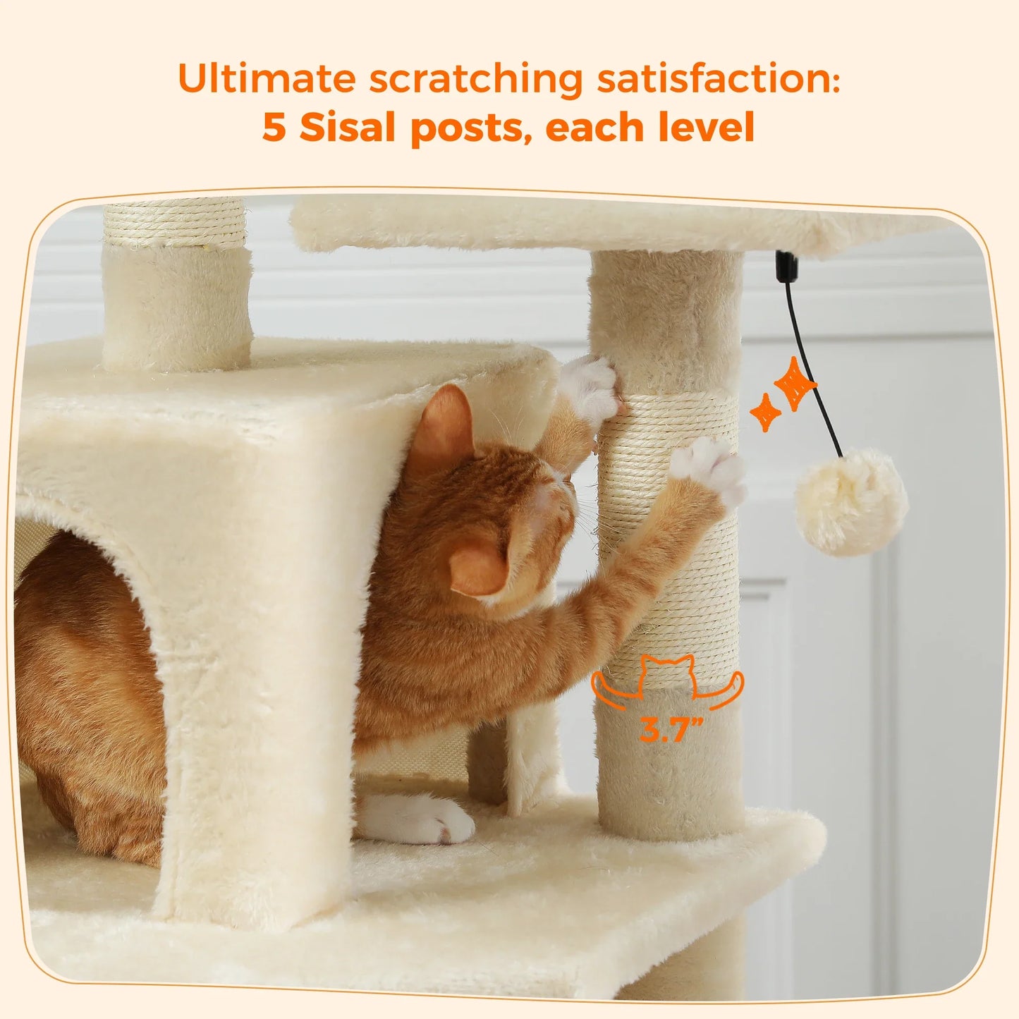 Large Cat Tree & Tower – Multi-Level with Hammock, Condos & Scratching Posts