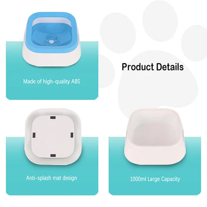 Anti-Splash Water Bowl for Dogs – 1L Large Capacity Spill-Proof Drinking Bowl