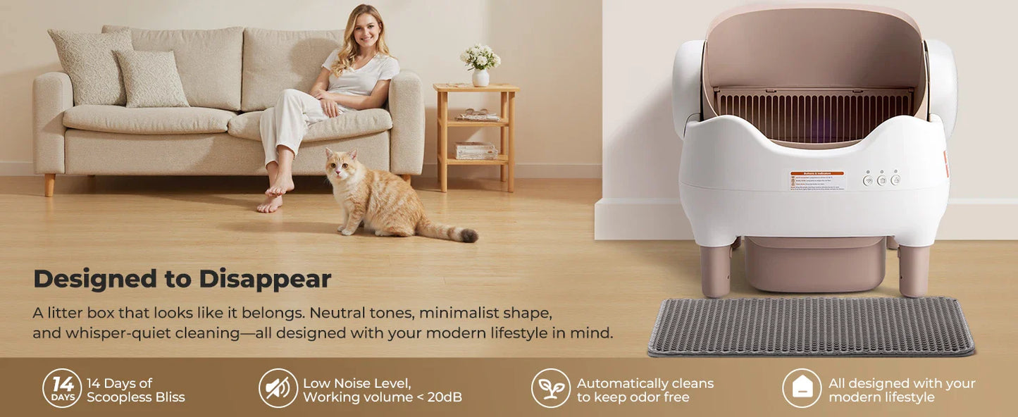 Self-Cleaning Automatic Cat Litter Box – APP Control & Odor-Free Bin