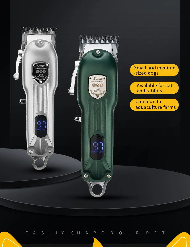 Professional Dog Hair Clipper – All-Metal Rechargeable Low-Noise Trimmer