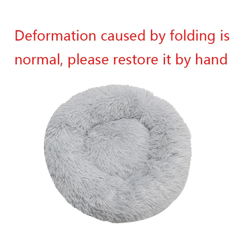 Round Plush Dog & Cat Bed – Winter Warm