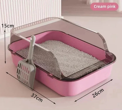 Cat Litter Box – Semi-Enclosed Splashproof Cat Toilet Tray