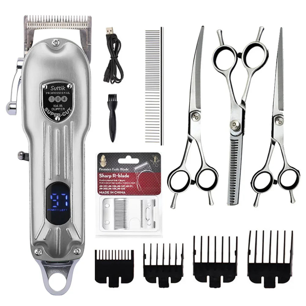 Professional Dog Hair Clipper – All-Metal Rechargeable Low-Noise Trimmer