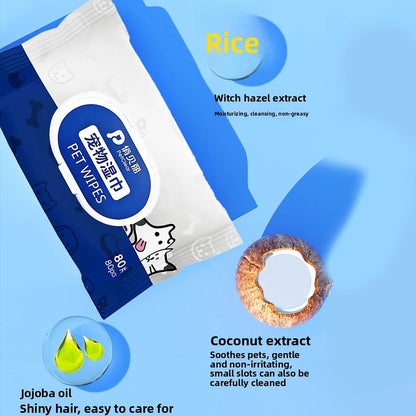 Wash-Free Pet Bath Gloves – 80pcs Disposable