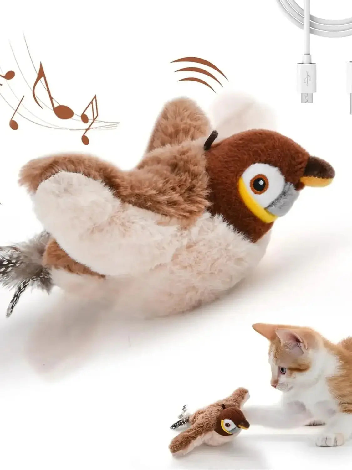 Rechargeable Flying Bird Cat Toy – Plush Catnip