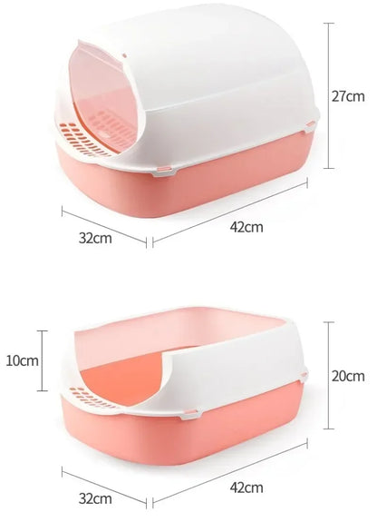 Cat Litter Box – Semi-Enclosed Splashproof Cat Toilet Tray