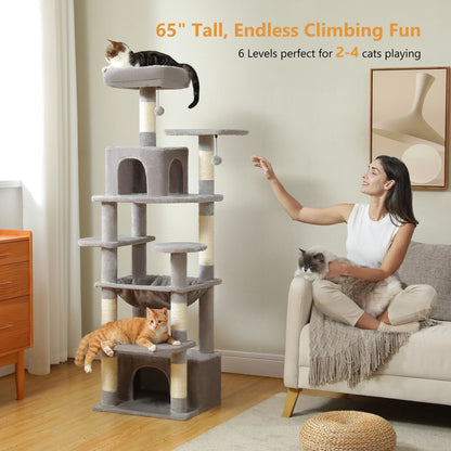 Large Cat Tree & Tower – Multi-Level with Hammock, Condos & Scratching Posts