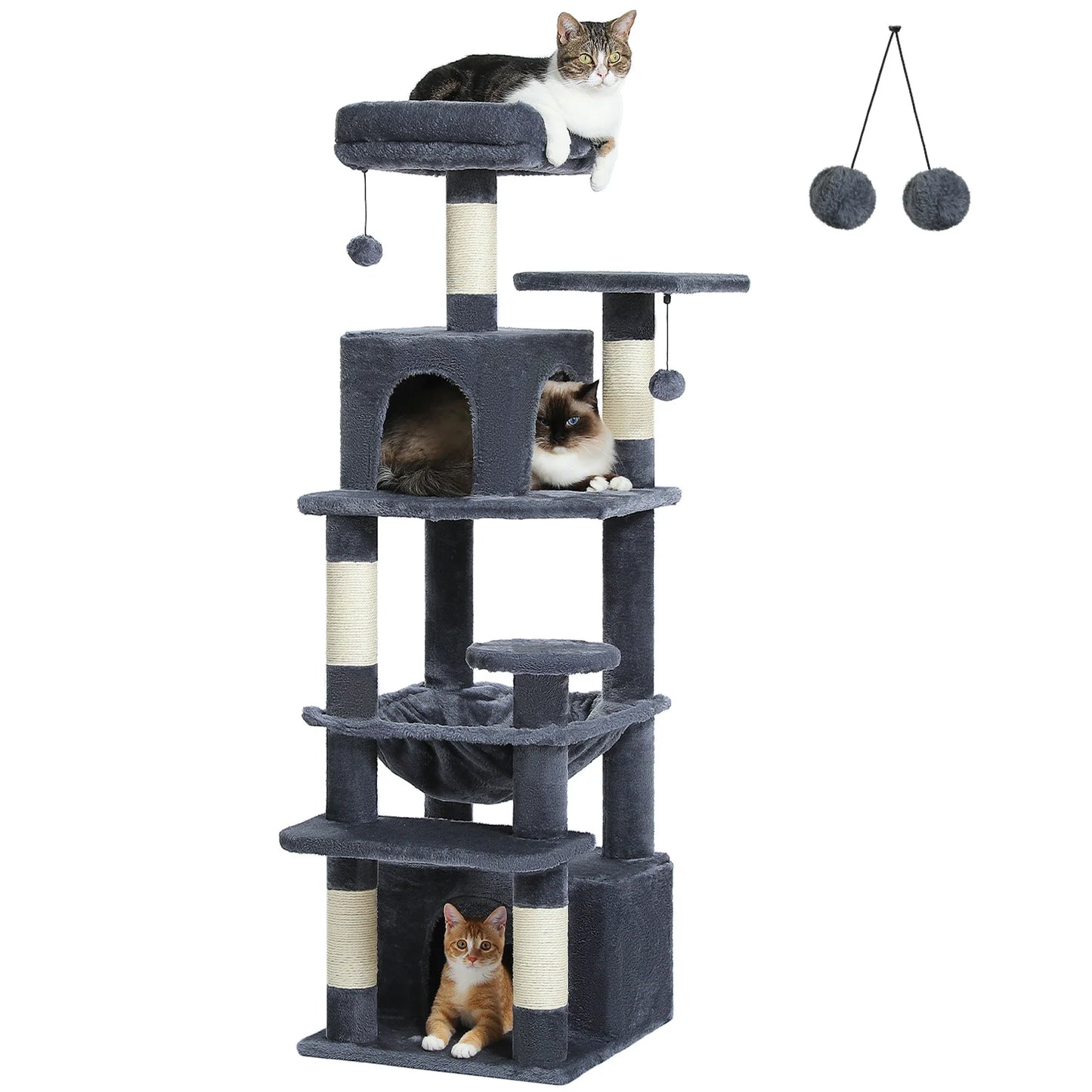 Large Cat Tree & Tower – Multi-Level with Hammock, Condos & Scratching Posts