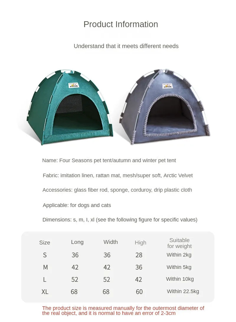Foldable Cat & Dog Tent House – Breathable Outdoor Portable Pet Bed