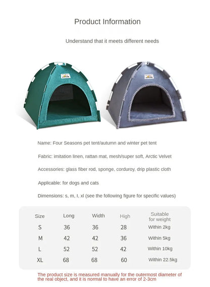 Foldable Cat & Dog Tent House – Breathable Outdoor Portable Pet Bed