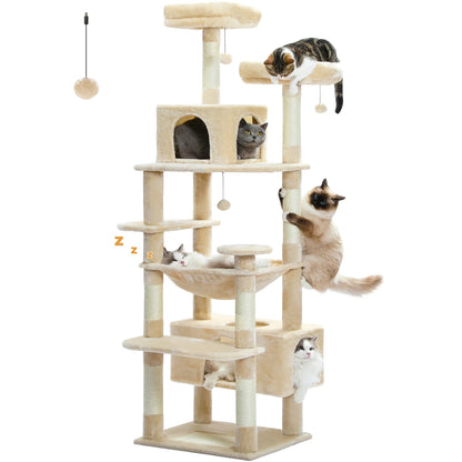 Large Cat Tree & Tower – Multi-Level with Hammock, Condos & Scratching Posts