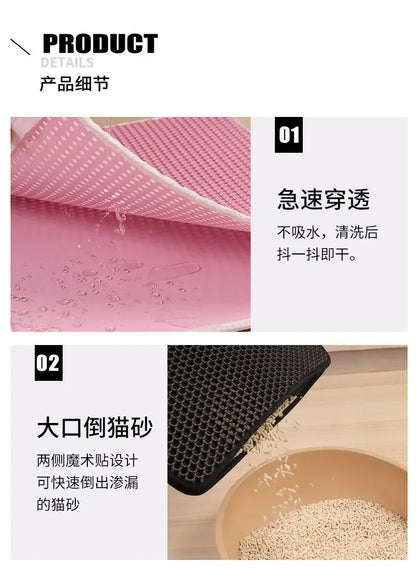 Double-Layer Cat Litter Mat – Waterproof