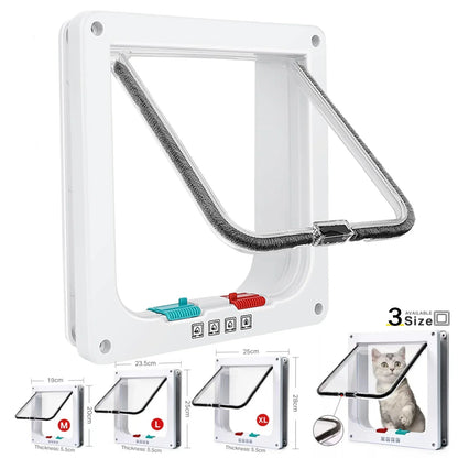 Magnetic Cat Flap Door – 4-Way Lock Safety Gate for Cats & Kittens