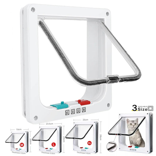 Magnetic Cat Flap Door – 4-Way Lock Safety Gate for Cats & Kittens