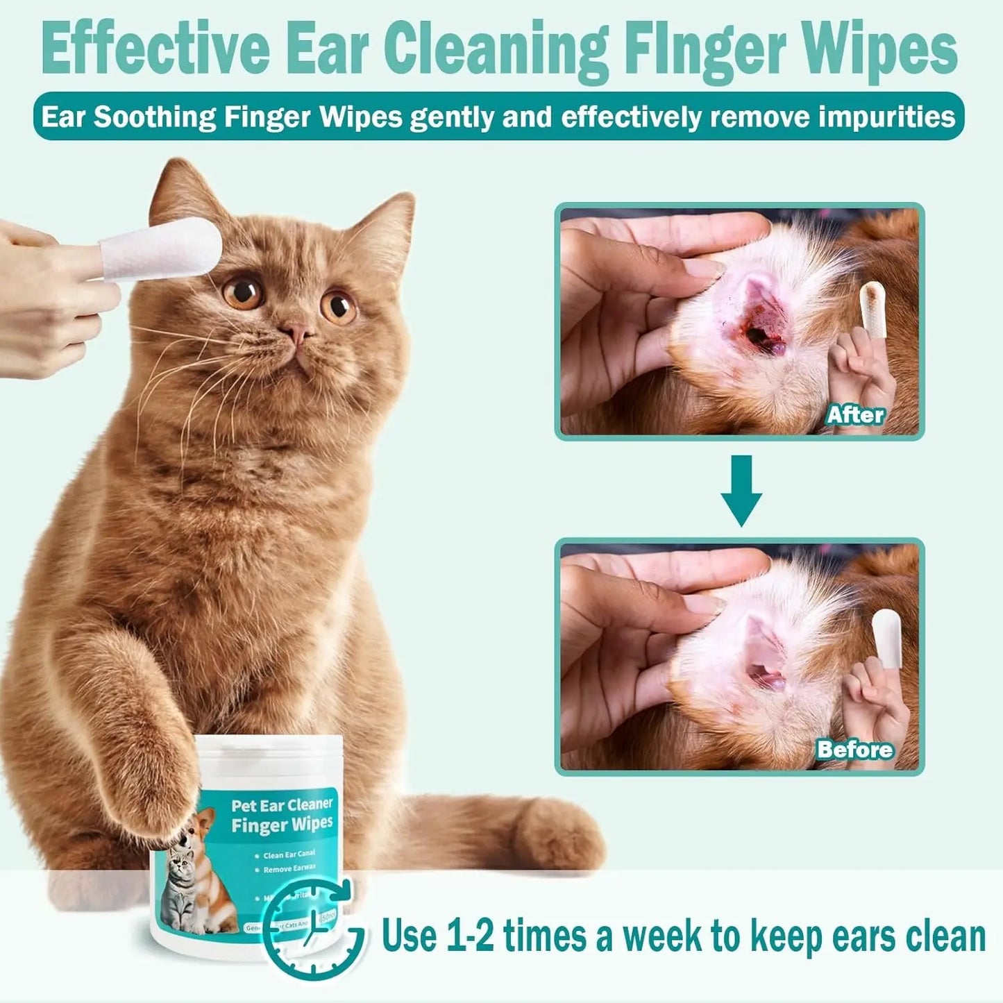 Pet Ear Wipes – Finger Pads for Cats & Dogs