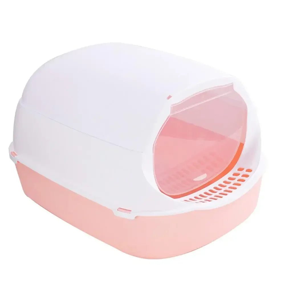 Cat Litter Box – Semi-Enclosed Splashproof Cat Toilet Tray
