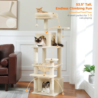 Large Cat Tree & Tower – Multi-Level with Hammock, Condos & Scratching Posts