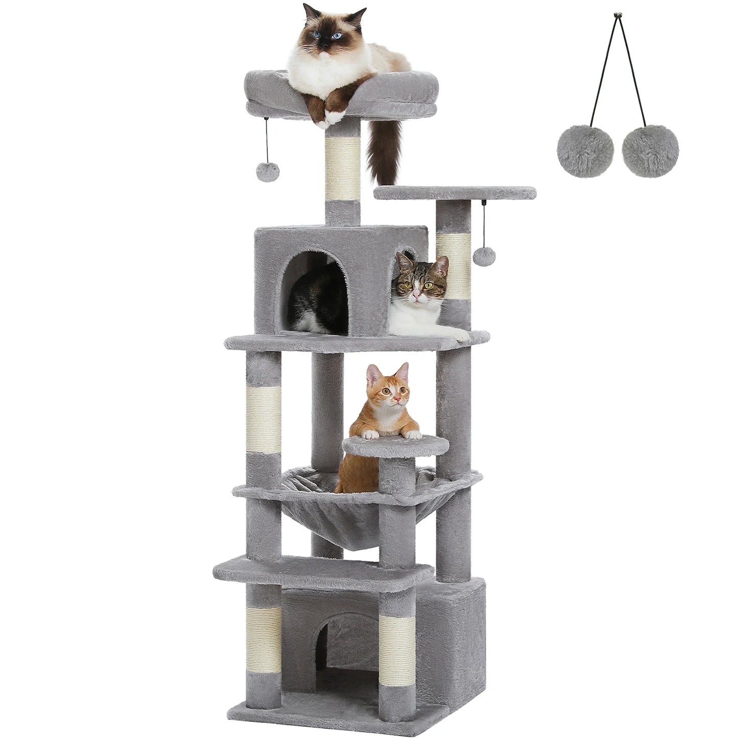 Large Cat Tree & Tower – Multi-Level with Hammock, Condos & Scratching Posts