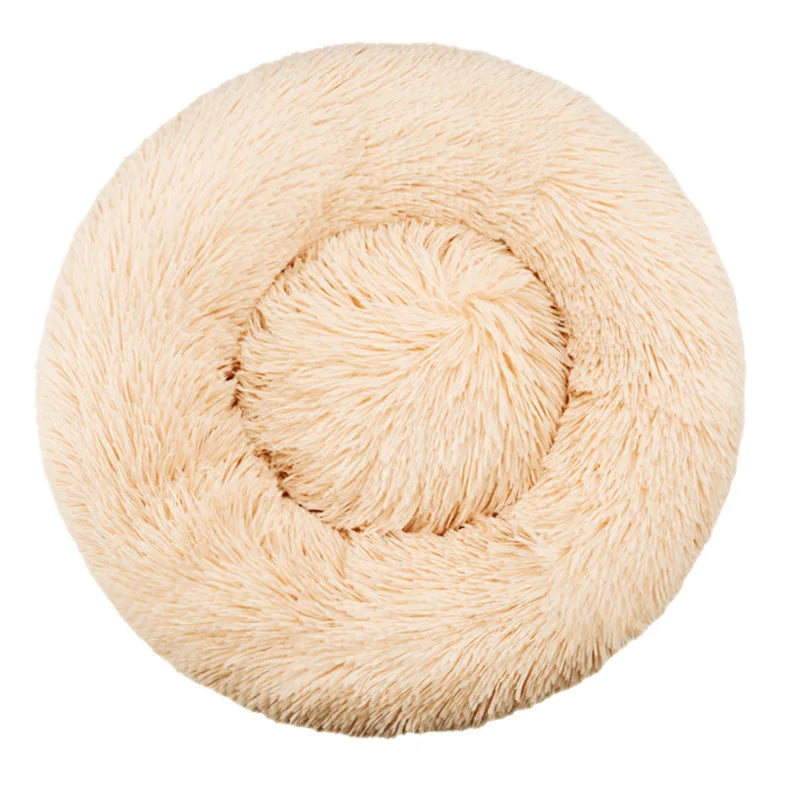Round Plush Dog & Cat Bed – Winter Warm