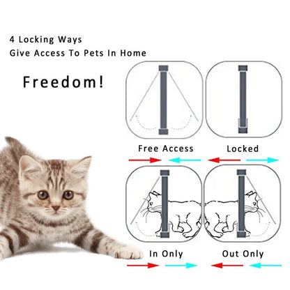 Magnetic Cat Flap Door – 4-Way Lock Safety Gate for Cats & Kittens