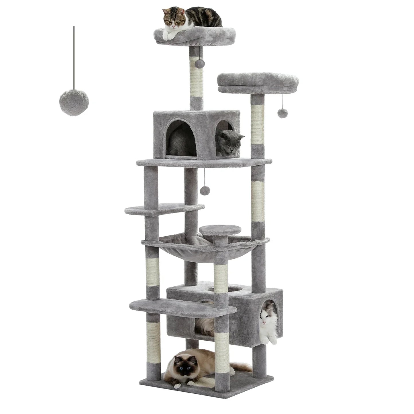 Large Cat Tree & Tower – Multi-Level with Hammock, Condos & Scratching Posts