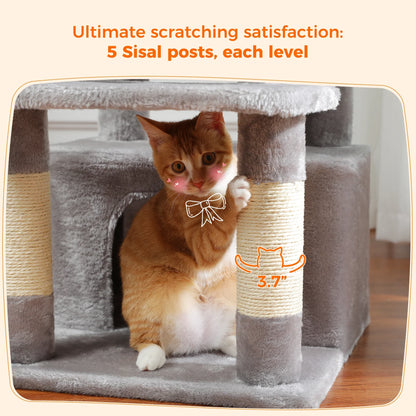 Large Cat Tree & Tower – Multi-Level with Hammock, Condos & Scratching Posts