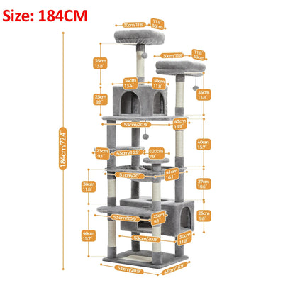 Large Cat Tree & Tower – Multi-Level with Hammock, Condos & Scratching Posts
