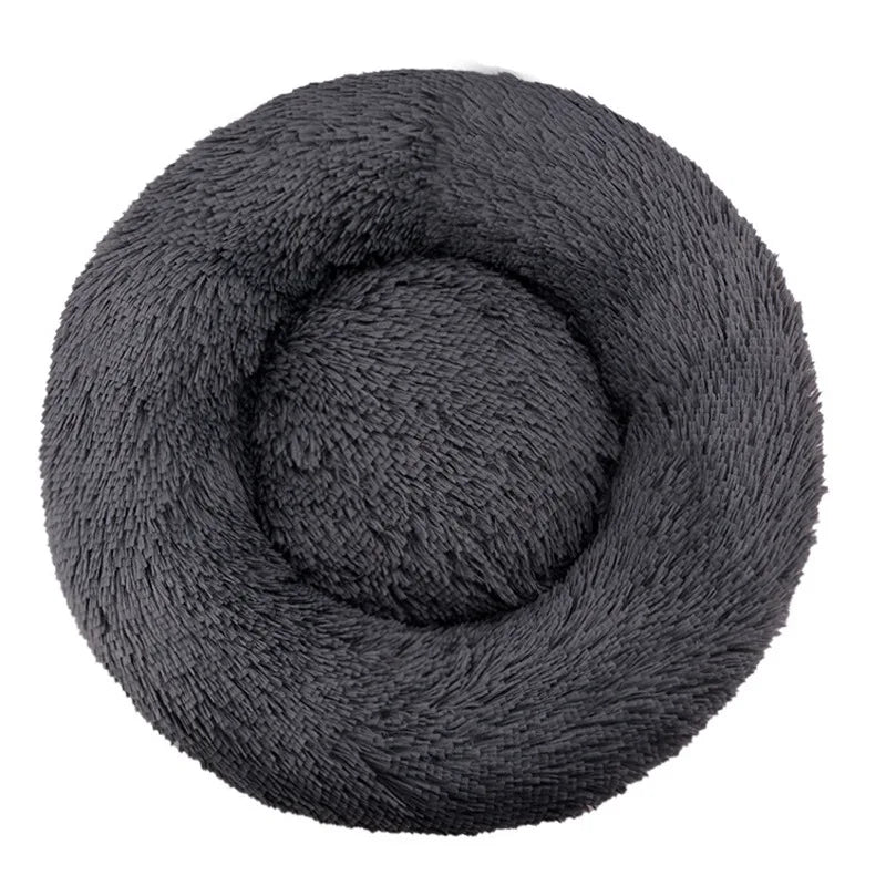 Round Plush Dog & Cat Bed – Winter Warm