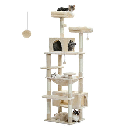 Large Cat Tree & Tower – Multi-Level with Hammock, Condos & Scratching Posts