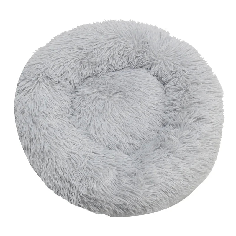 Round Plush Dog & Cat Bed – Winter Warm