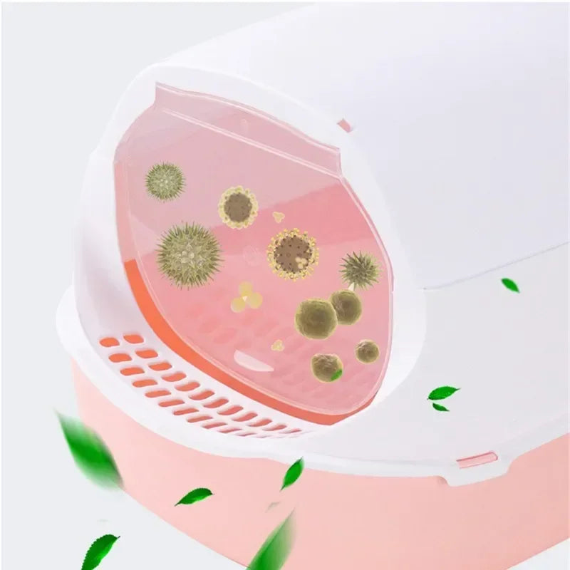 Cat Litter Box – Semi-Enclosed Splashproof Cat Toilet Tray