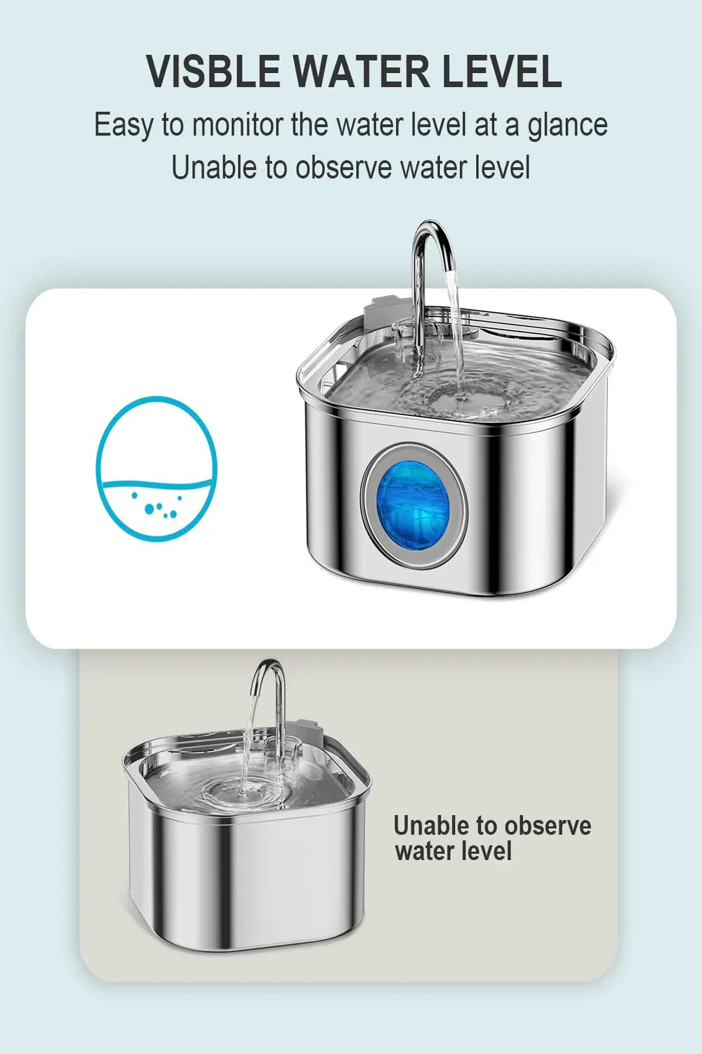 3.2L Stainless Steel Pet Water Feeder