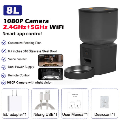 Automatic Cat Feeder 8L – 1080p Camera WiFi