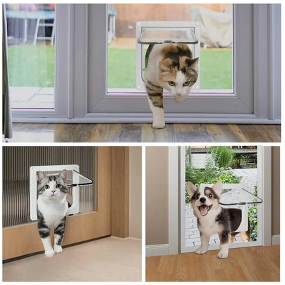Magnetic Cat Flap Door – 4-Way Lock Safety Gate for Cats & Kittens