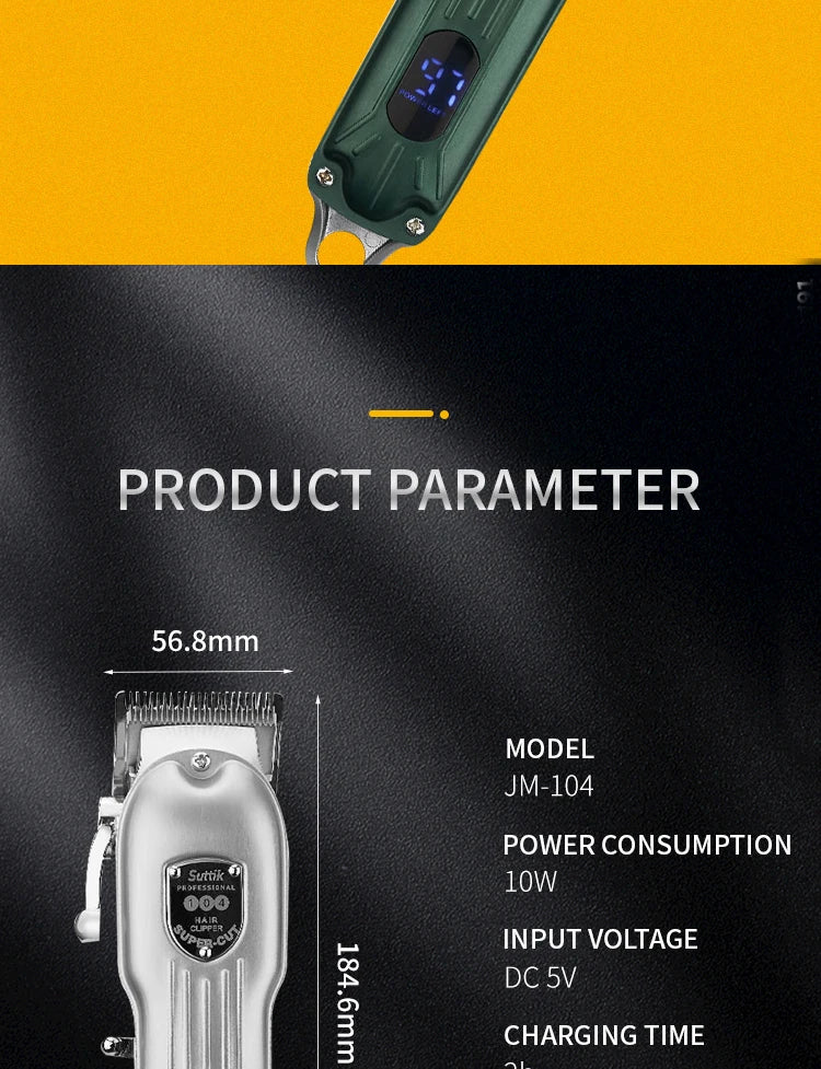 Professional Dog Hair Clipper – All-Metal Rechargeable Low-Noise Trimmer
