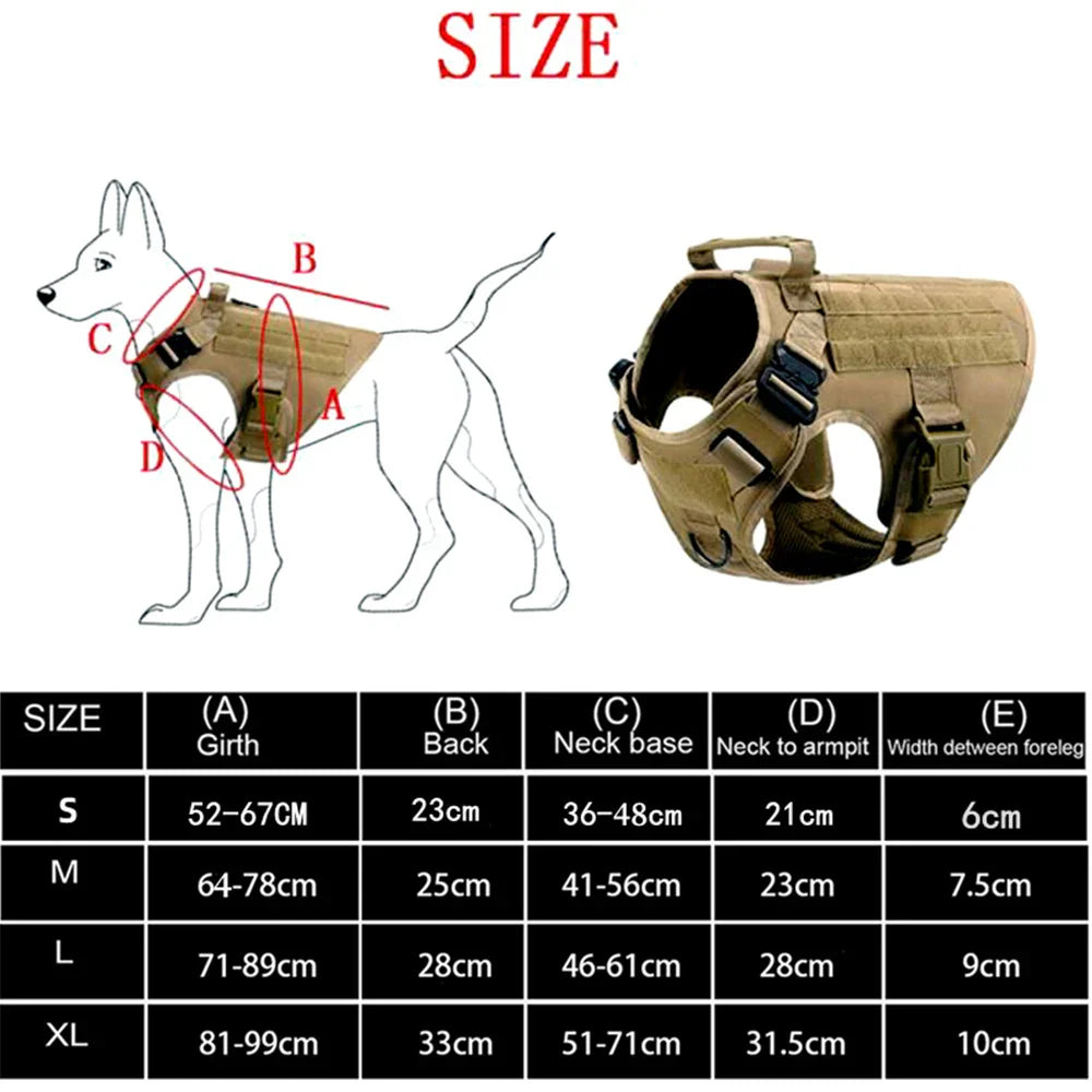 Tactical Dog Harness & Leash – Large Breeds
