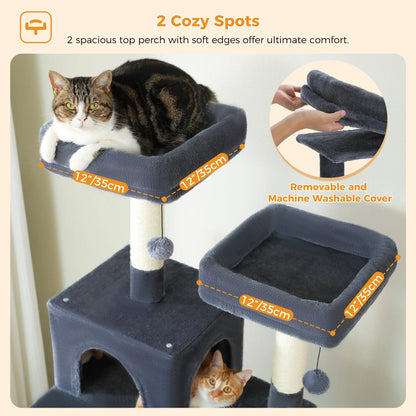 Large Cat Tree & Tower – Multi-Level with Hammock, Condos & Scratching Posts