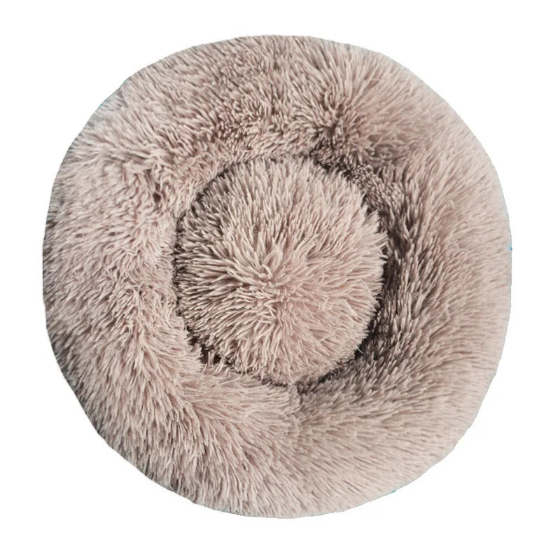 Round Plush Dog & Cat Bed – Winter Warm