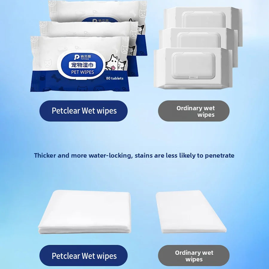 Wash-Free Pet Bath Gloves – 80pcs Disposable