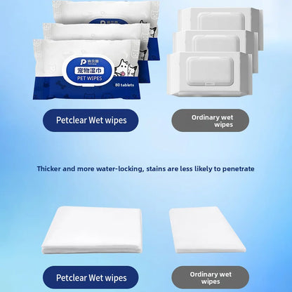 Wash-Free Pet Bath Gloves – 80pcs Disposable