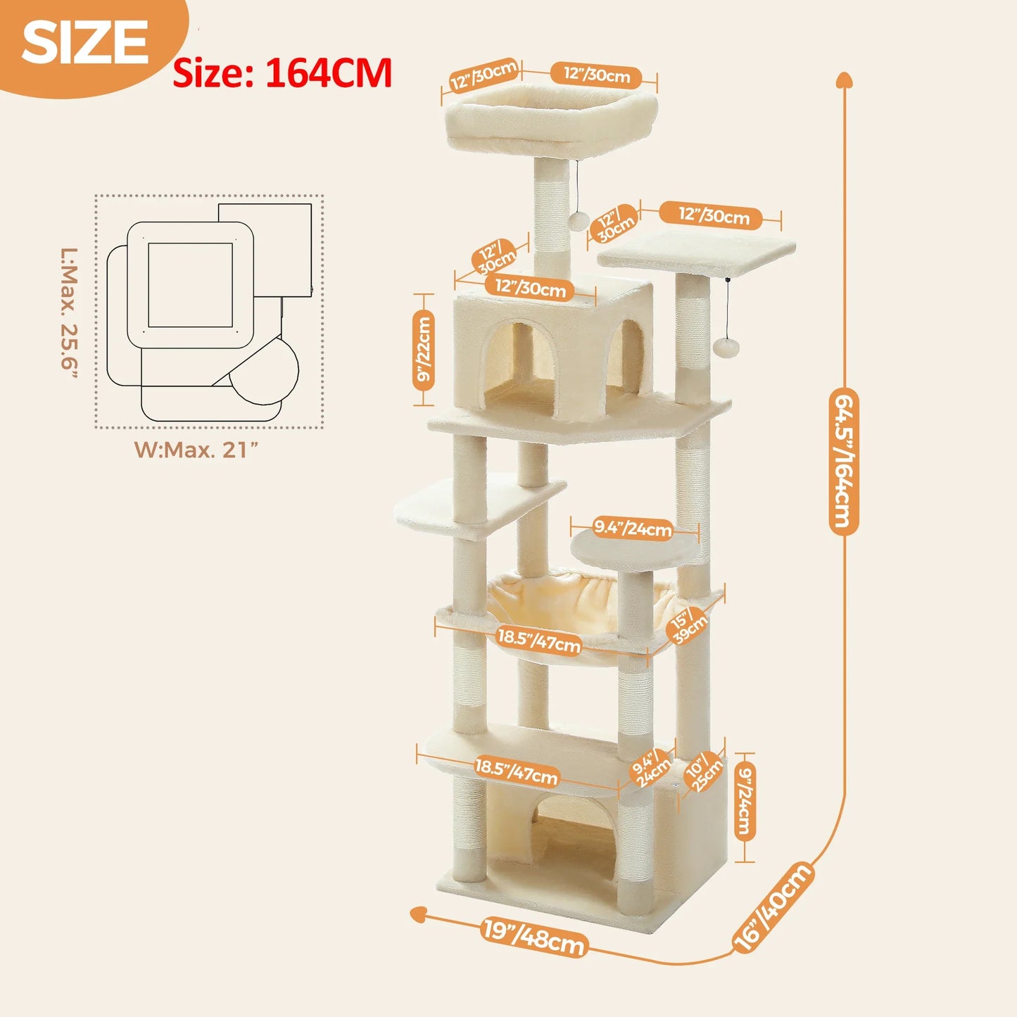 Large Cat Tree & Tower – Multi-Level with Hammock, Condos & Scratching Posts