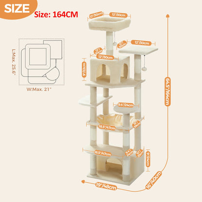 Large Cat Tree & Tower – Multi-Level with Hammock, Condos & Scratching Posts