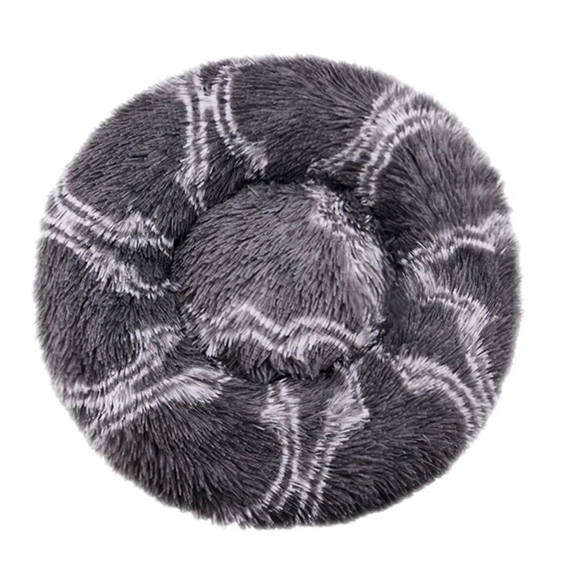 Round Plush Dog & Cat Bed – Winter Warm